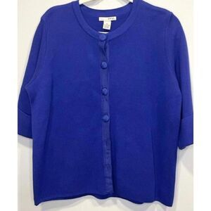 100% Cotton Evie Women's Button Front Purple Cardigan 3/4 Length Sleeve